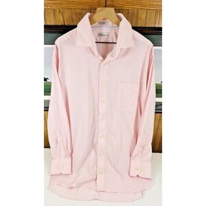 Peter Millar Mens Shirt PINK Button Down Striped Dress Long‎ Sleeve Size 18 Long